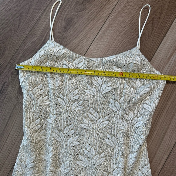 Vintage Cream Sequin Sparkly Crochet Maxi Dress Gown - Picture 6 of 13